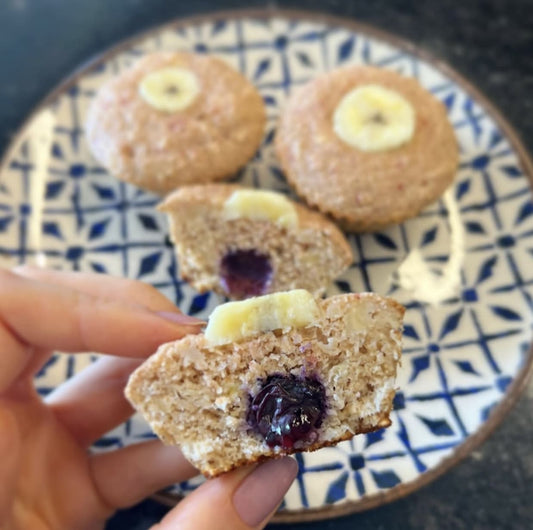 Muffin de Banana com Mirtilos