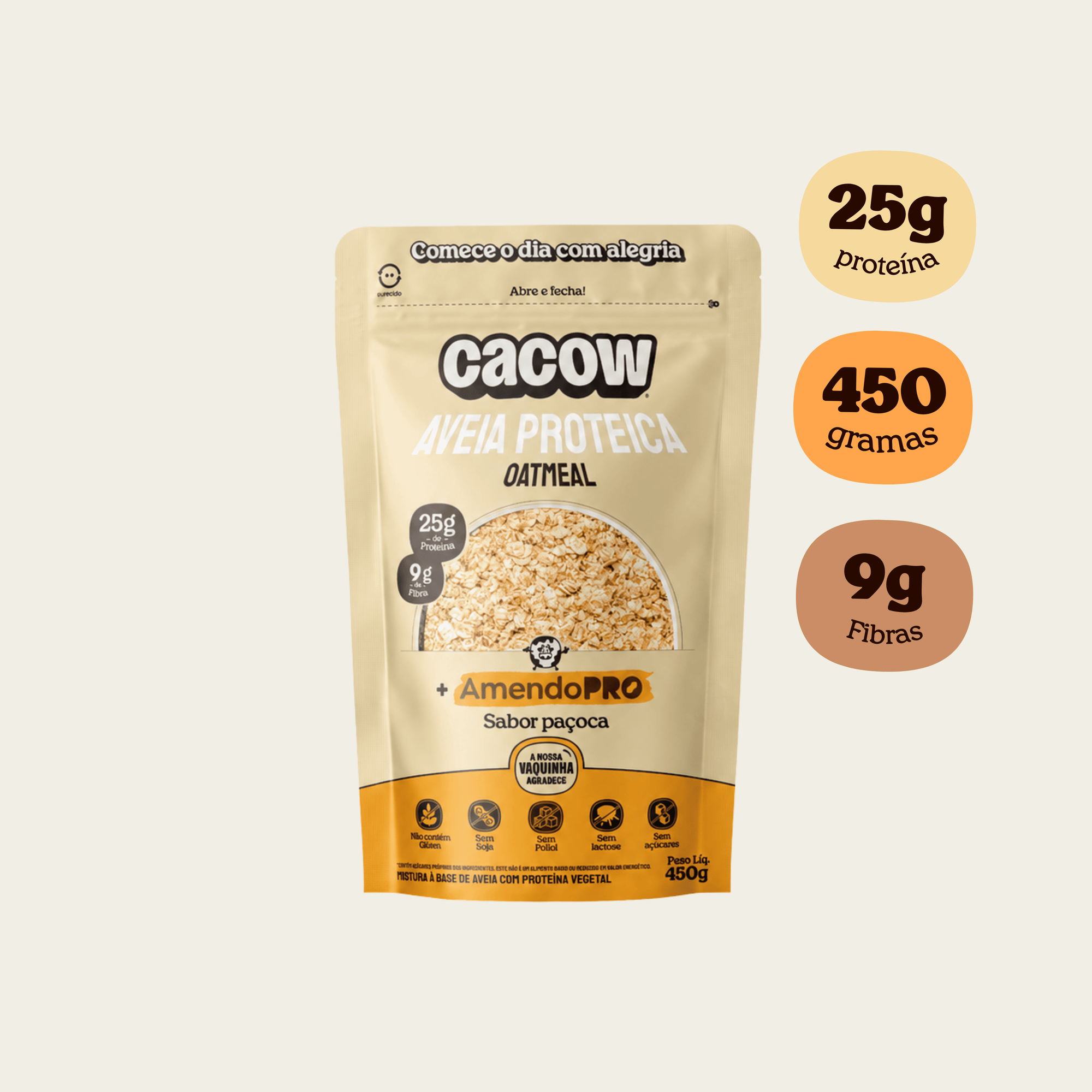 Aveia Proteica | Oatmeal AmendoPro 450g