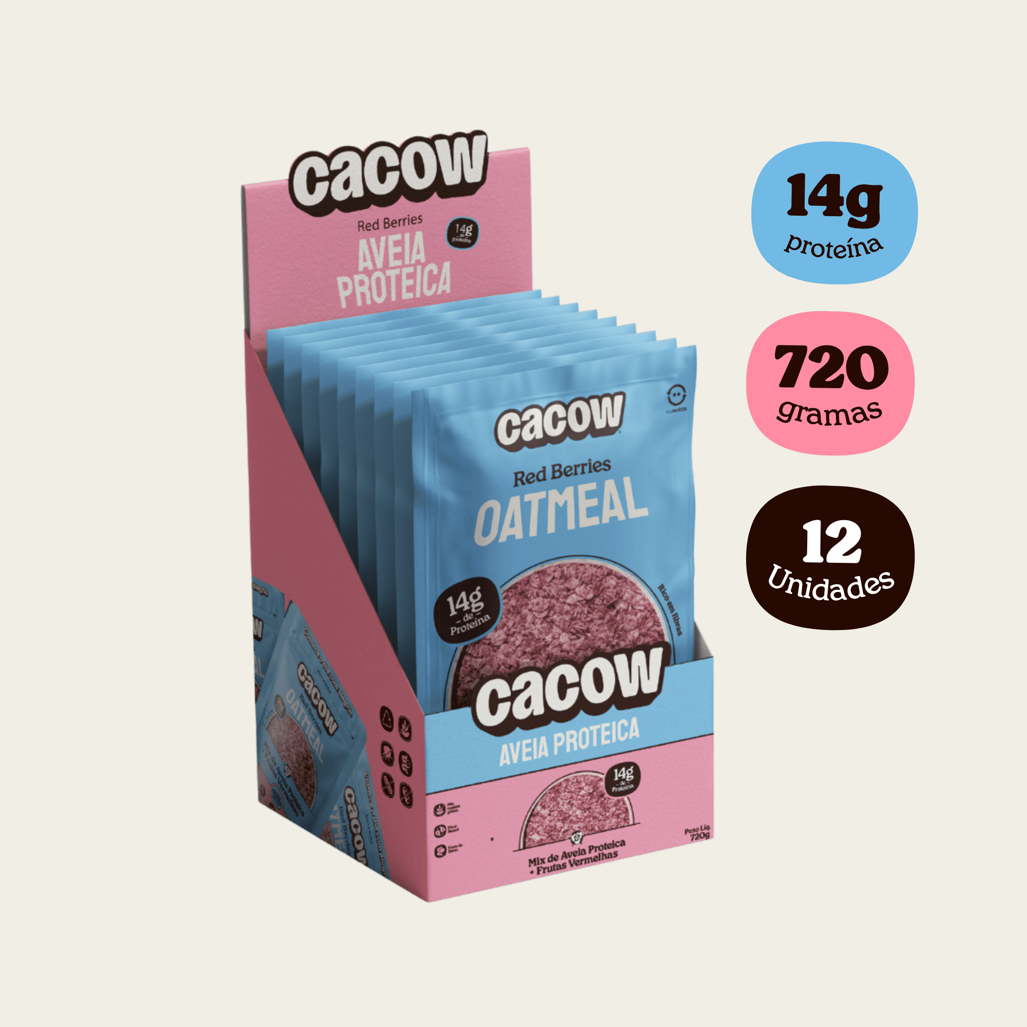 Oatmeal Red Berries | Aveia Proteica em Sachês – Display