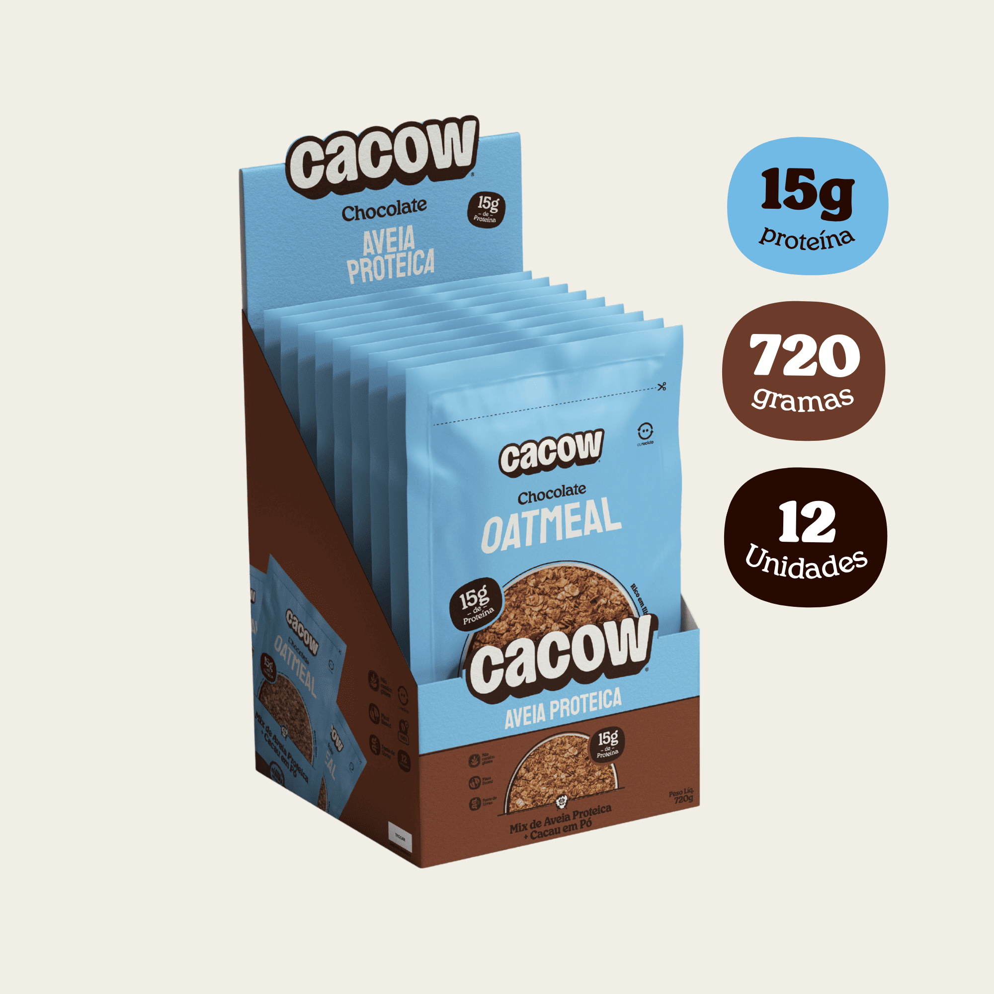 Oatmeal Chocolate | Aveia Proteica em Sachês – Display